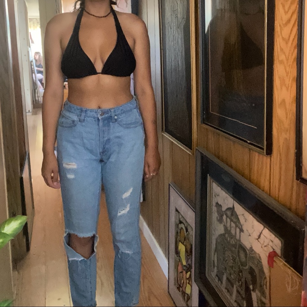 Ripped high rise jeans